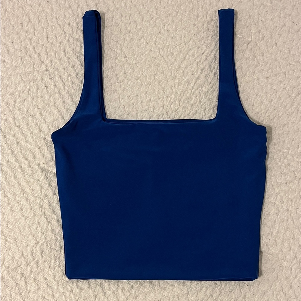 Square Neck Cobalt Blue Cropped Tank Top